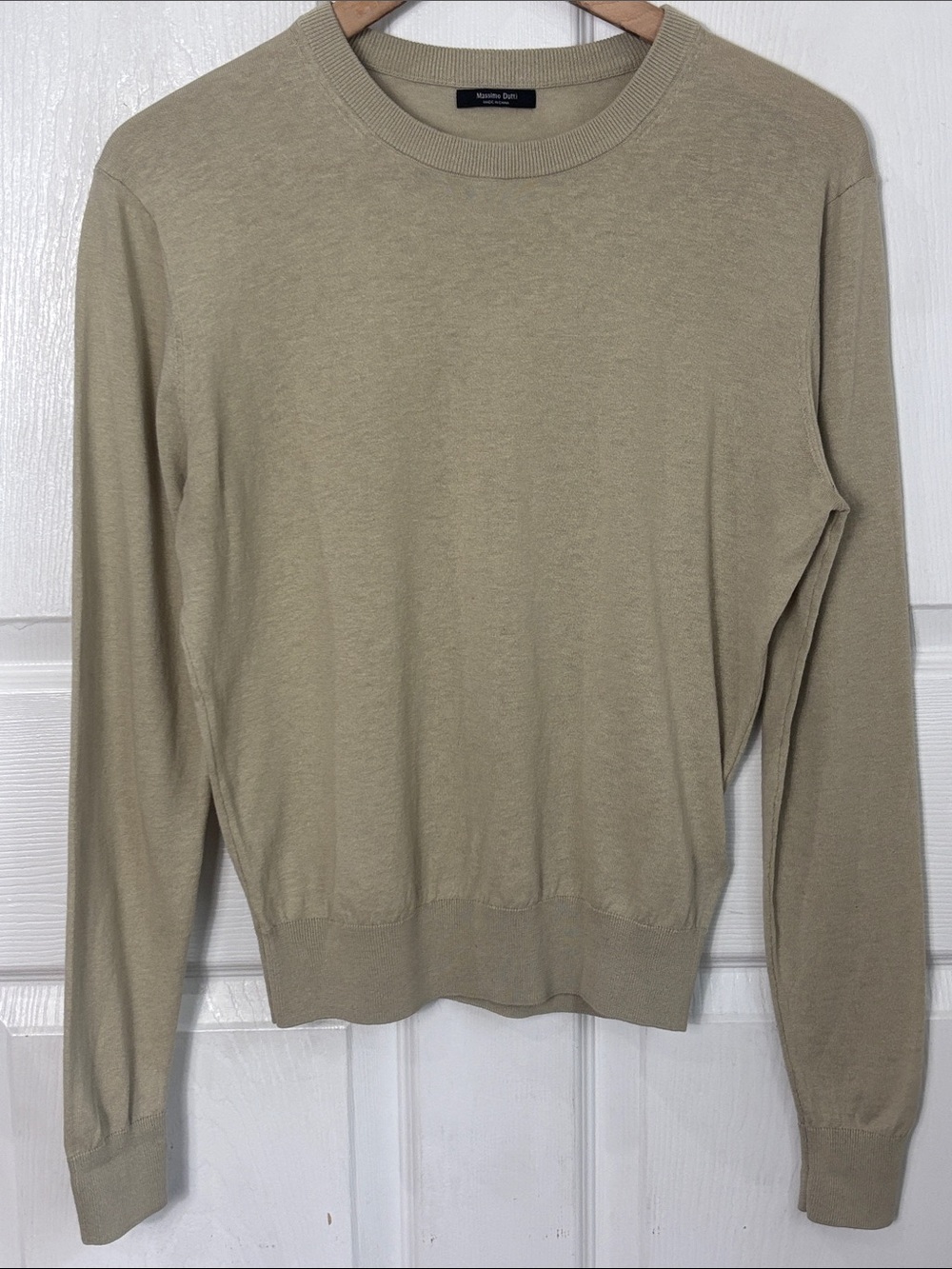 MASSIMO DUTTI Beige Long Sleeve Crewneck Silk Blend Sweater Size S quiet luxury